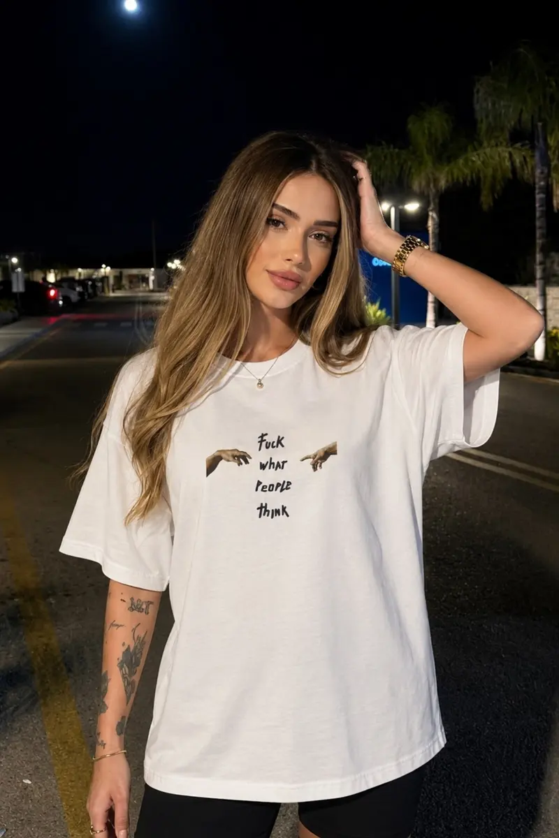 Women Oversize People Print T-Shirt